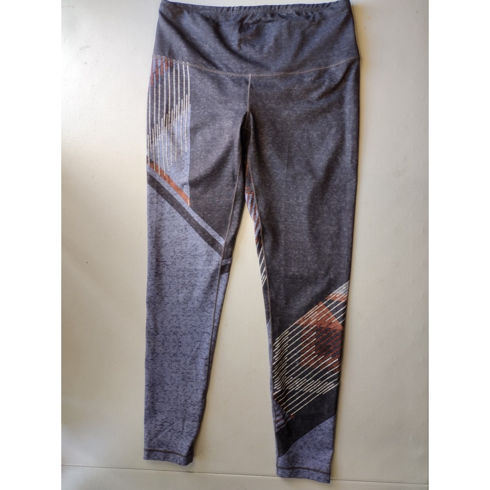 Prana Womens High Rise Geometric Graphic Print Yoga Leggings Charcoal Grey S